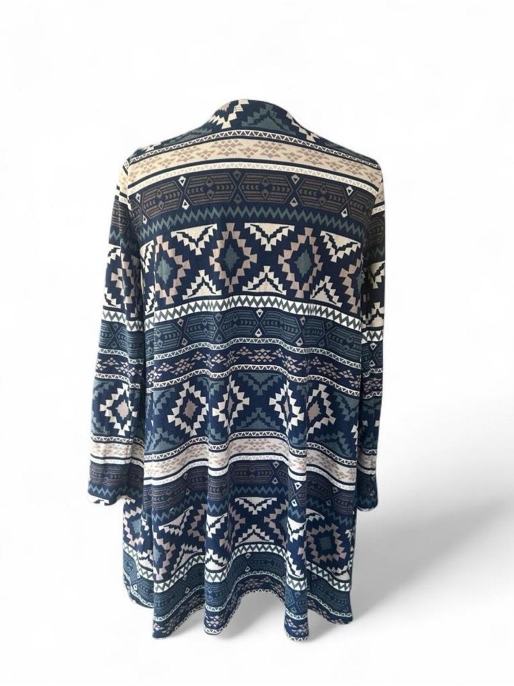 LulaRoe blue and white geometric pattern cardigan in size S - Picture 4 of 5